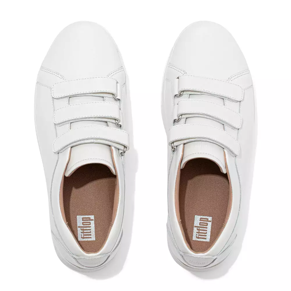 Fitflop white leather sneakers with quick stick fastening