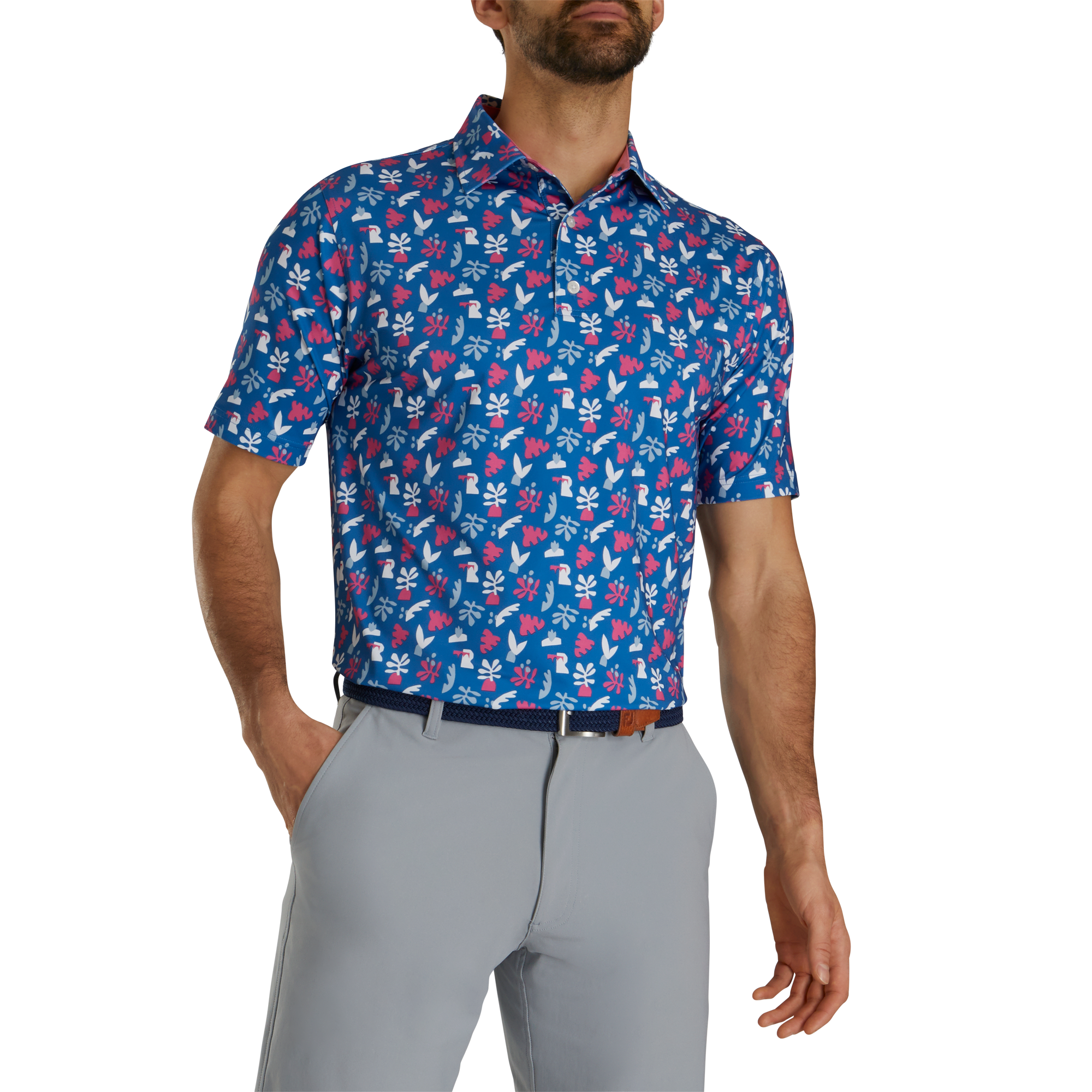 FootJoy Jungle Leaves Lisle Polo - Golf Apparel - Performance Polo