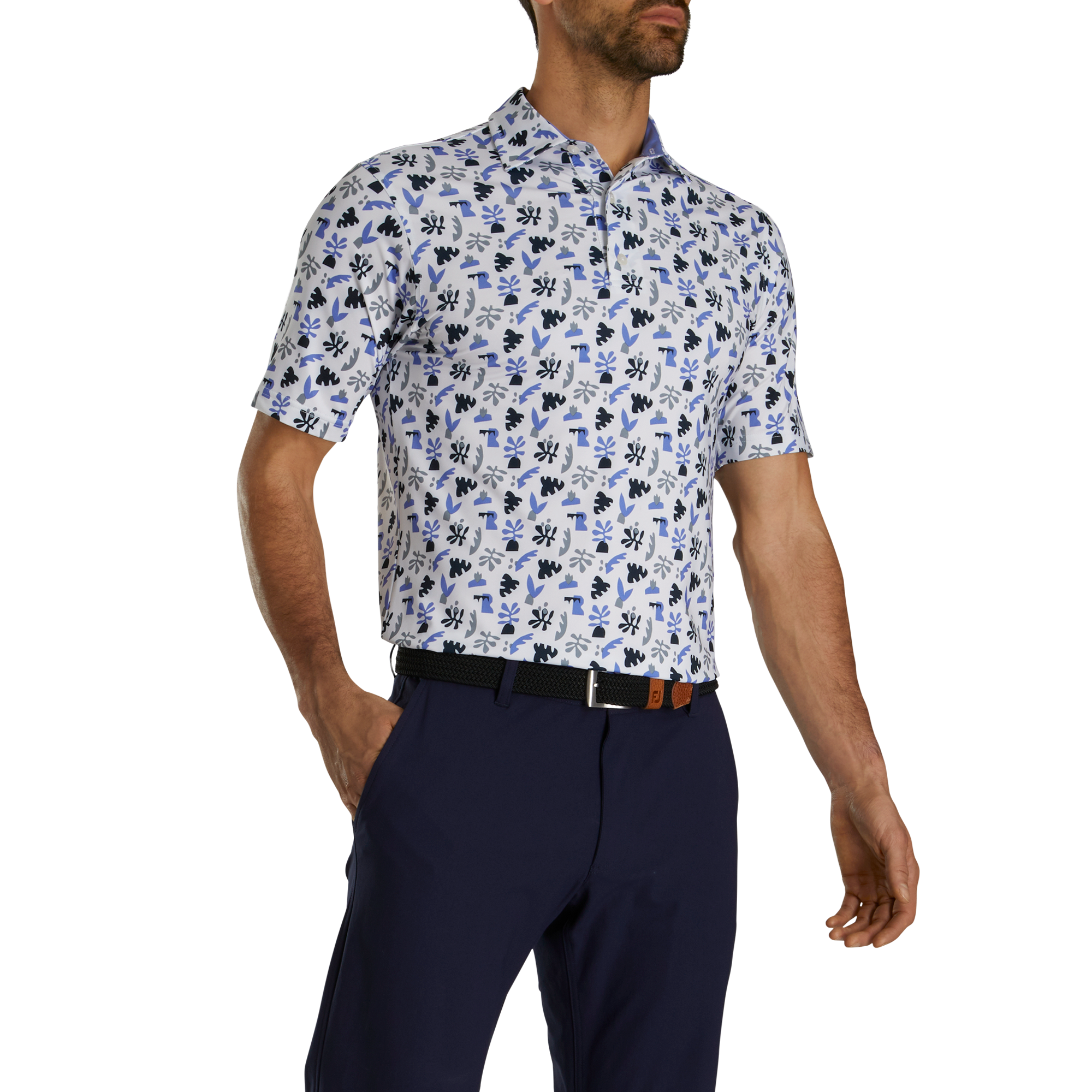 FootJoy Jungle Leaves Lisle Polo - Golf Apparel - Performance Polo