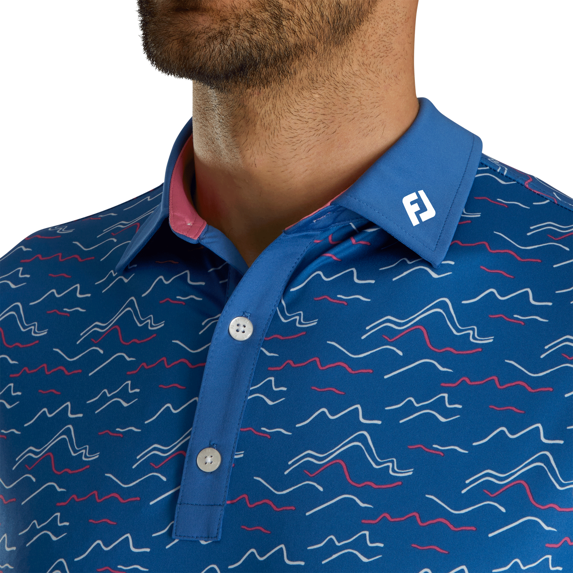 FootJoy Wave Print Lisle Self Collar Polo - Google SEO Result: FootJoy Wave Print Polo with Lisle Fabric and Self Collar