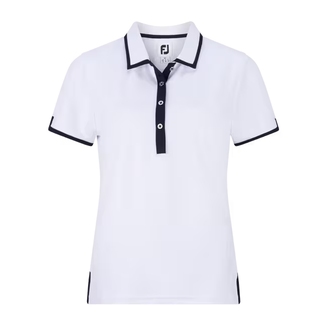 FootJoy Women's Stretch Pique Trim Solid Polo: Fashionable Ladies Golf Polo