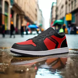 Freaky Shoes - Red Black Low Top Leather Sneakers