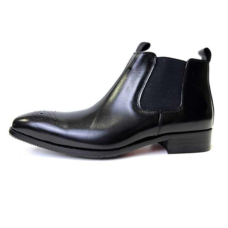 Genuine leather Black Ankle Wedding Chelsea Boots