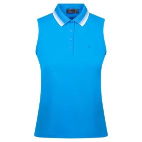 G/FORE Silky Sleeveless Polo Cerulian - Ladies Pleated Collar, Shop Now!