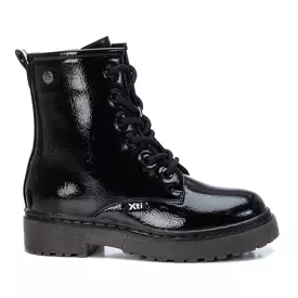 Girls XTI Boots Black Faux Patent Ankle Inside Zip Vegan 6 Eyelet 57737 clearance