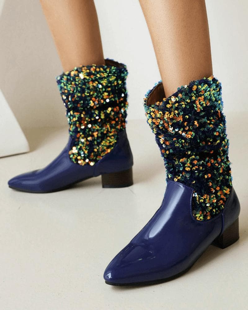 Glitter Slip On Boots - Sparkling, Shimmery