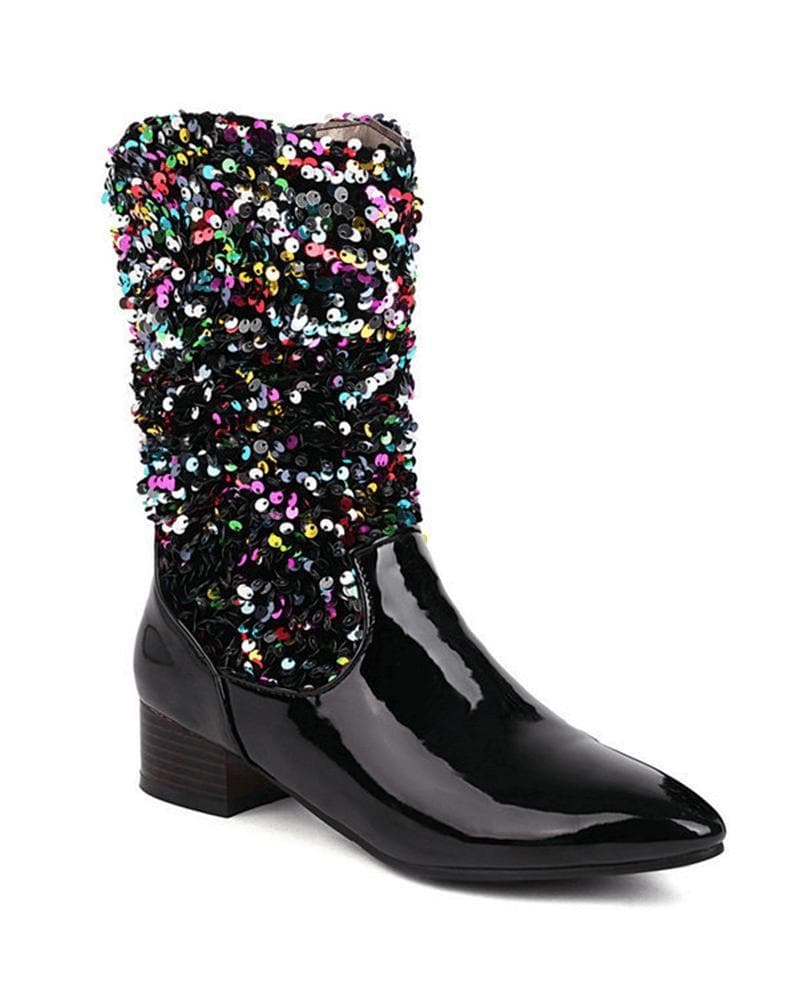 Glitter Slip On Boots - Sparkling, Shimmery