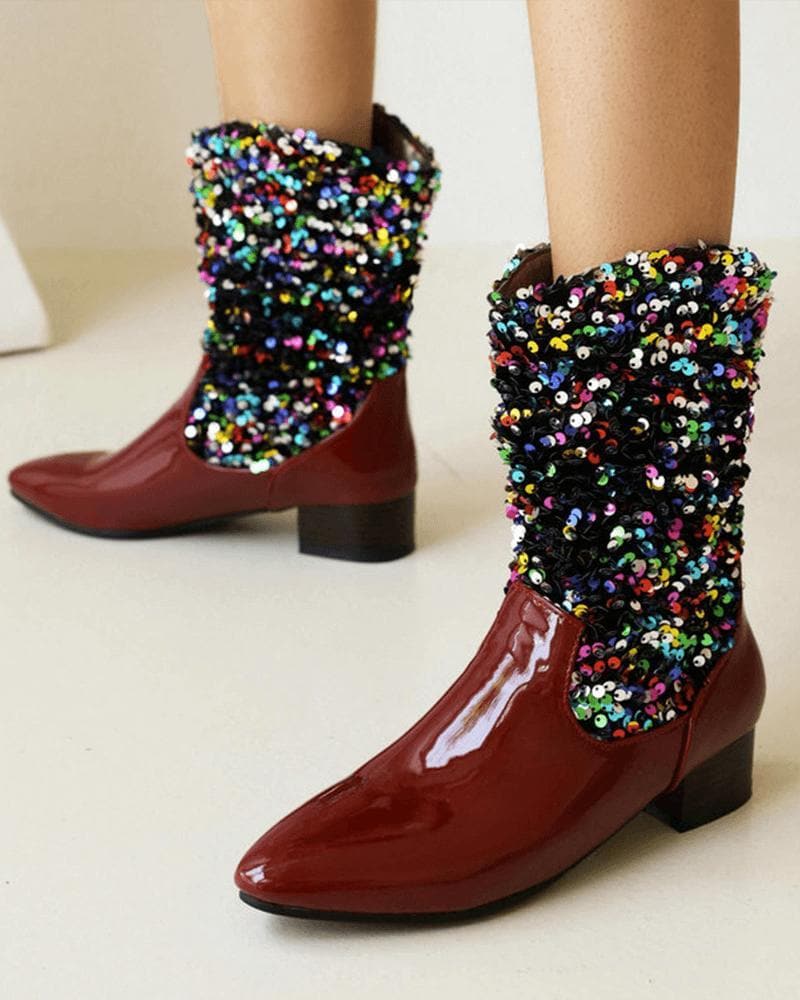 Glitter Slip On Boots - Sparkling, Shimmery