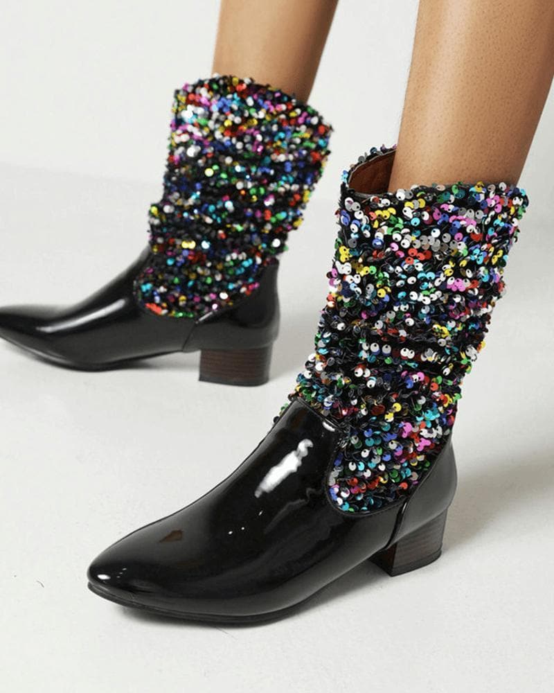 Glitter Slip On Boots - Sparkling, Shimmery