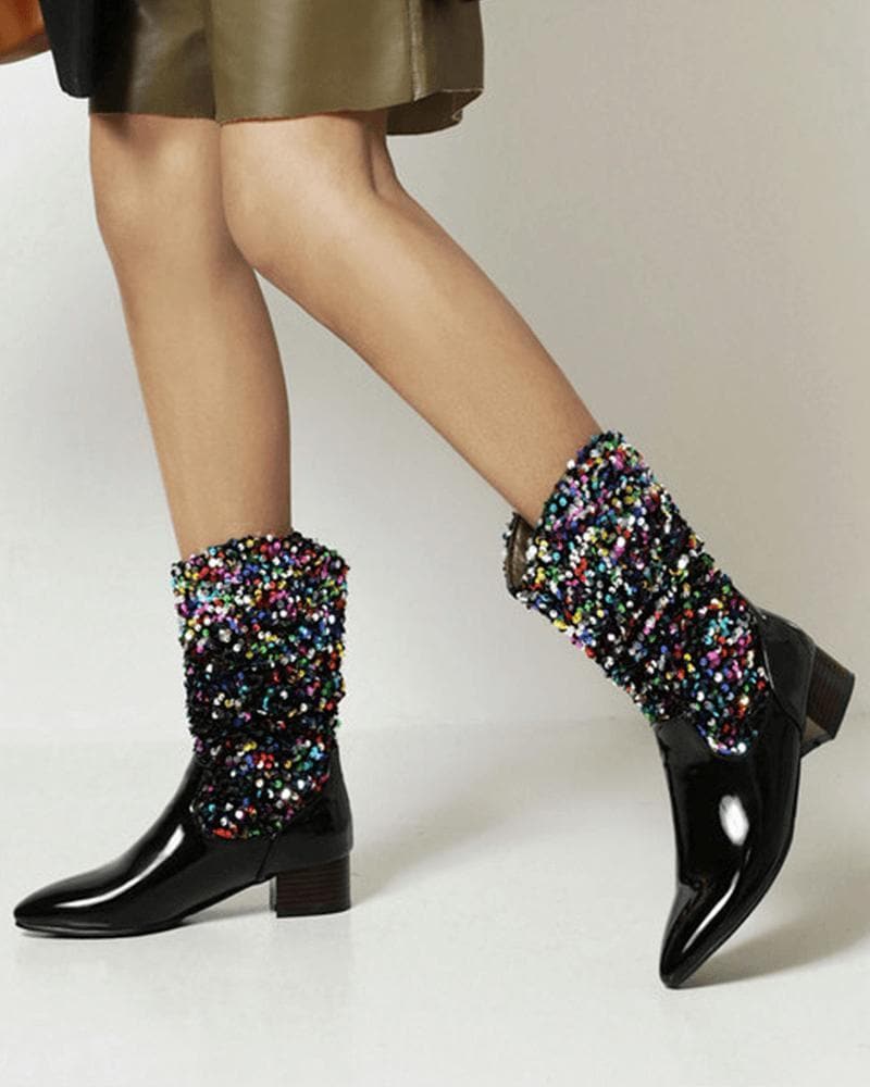 Glitter Slip On Boots - Sparkling, Shimmery