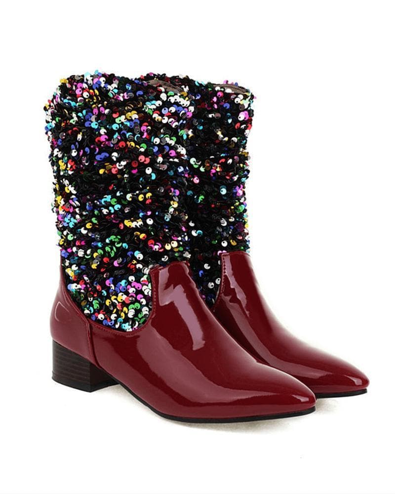 Glitter Slip On Boots - Sparkling, Shimmery