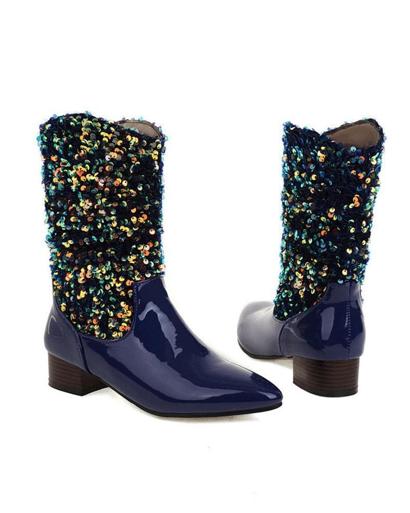 Glitter Slip On Boots - Sparkling, Shimmery