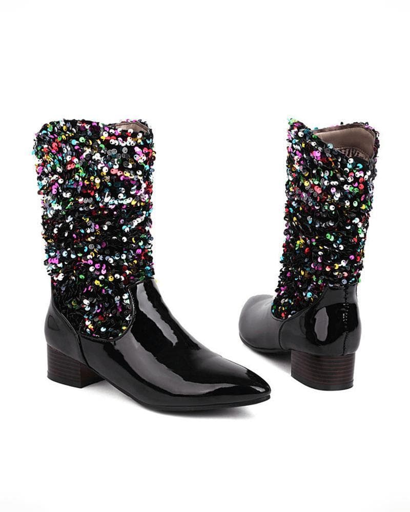 Glitter Slip On Boots - Sparkling, Shimmery