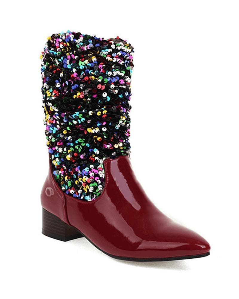 Glitter Slip On Boots - Sparkling, Shimmery