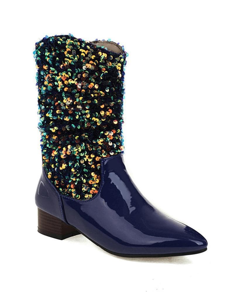 Glitter Slip On Boots - Sparkling, Shimmery