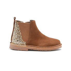 Glitter Suede Chelsea Boots Camel