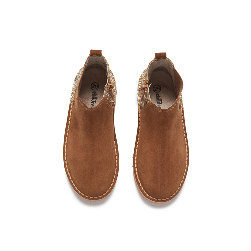 Glitter Suede Chelsea Boots Camel