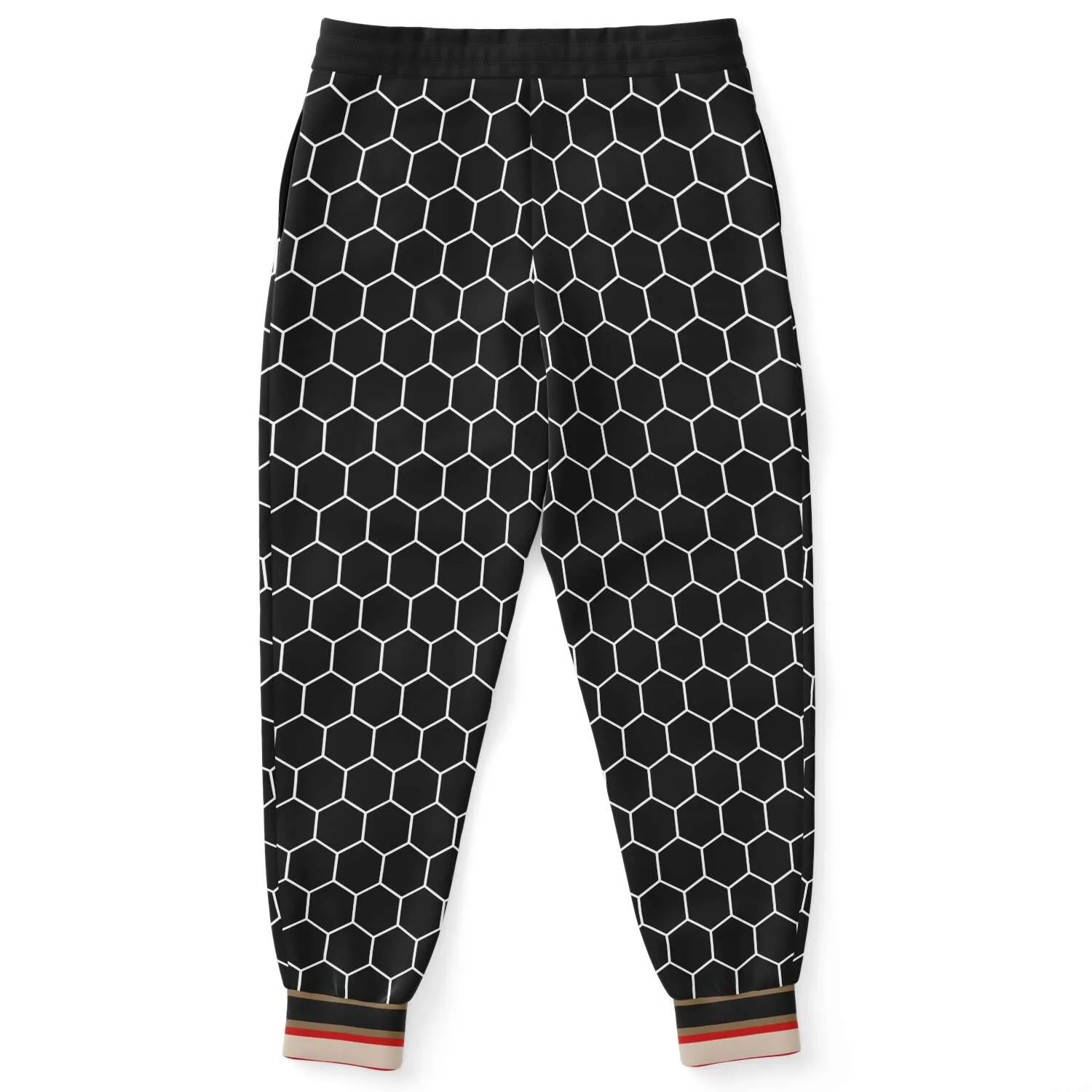 Gold Line Fleece Joggers for Men and Women with Black Honeycomb Design