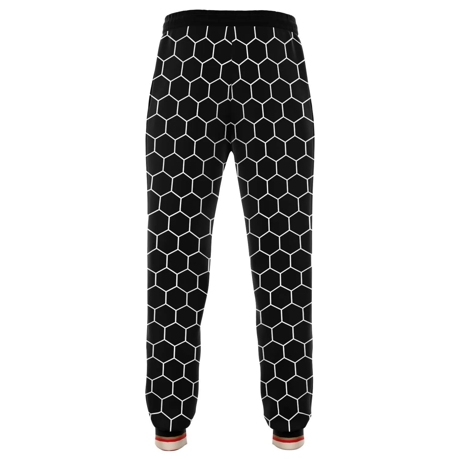 Gold Line Fleece Joggers for Men and Women with Black Honeycomb Design