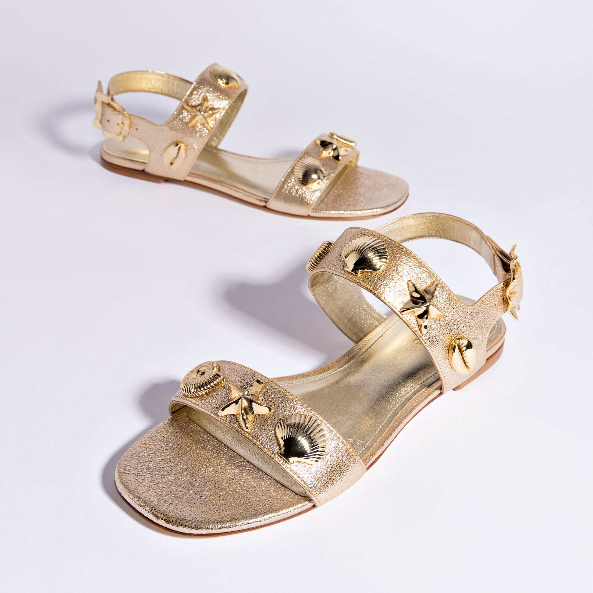 Gold Metallic Leather Madison Flat