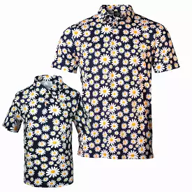 Golf Gods - Father Son Daisy Flower Performance Polo - Cool Tech