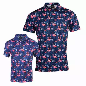 Golf Gods - Father Son Flowers Flamingos Cool Tech Performance Polo