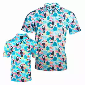 Golf Gods Father Son Toucan Cam Cool Tech Performance Polo, golf shirts, men's golf apparel, golf clothing, golf fashion.