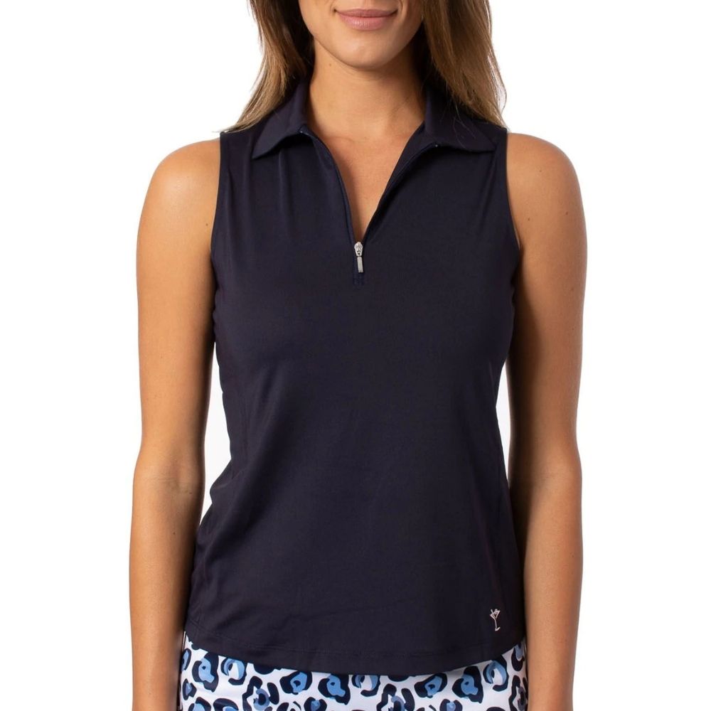 Golftini Women's Zip Sleeveless Stretch Polo