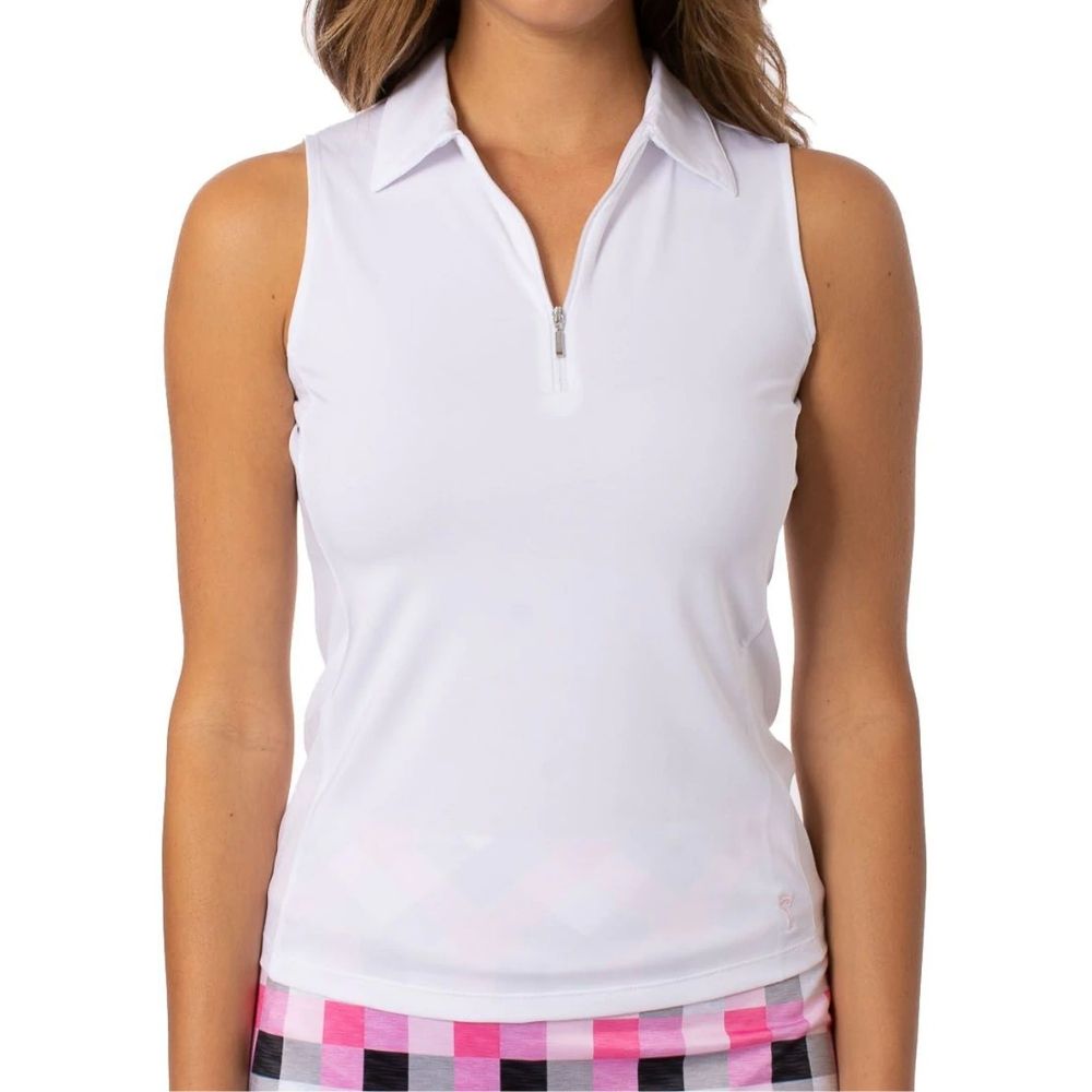 Golftini Women's Zip Sleeveless Stretch Polo