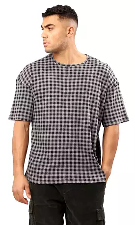 Grey and Black Plaids Relaxed Summer Tee - O182207