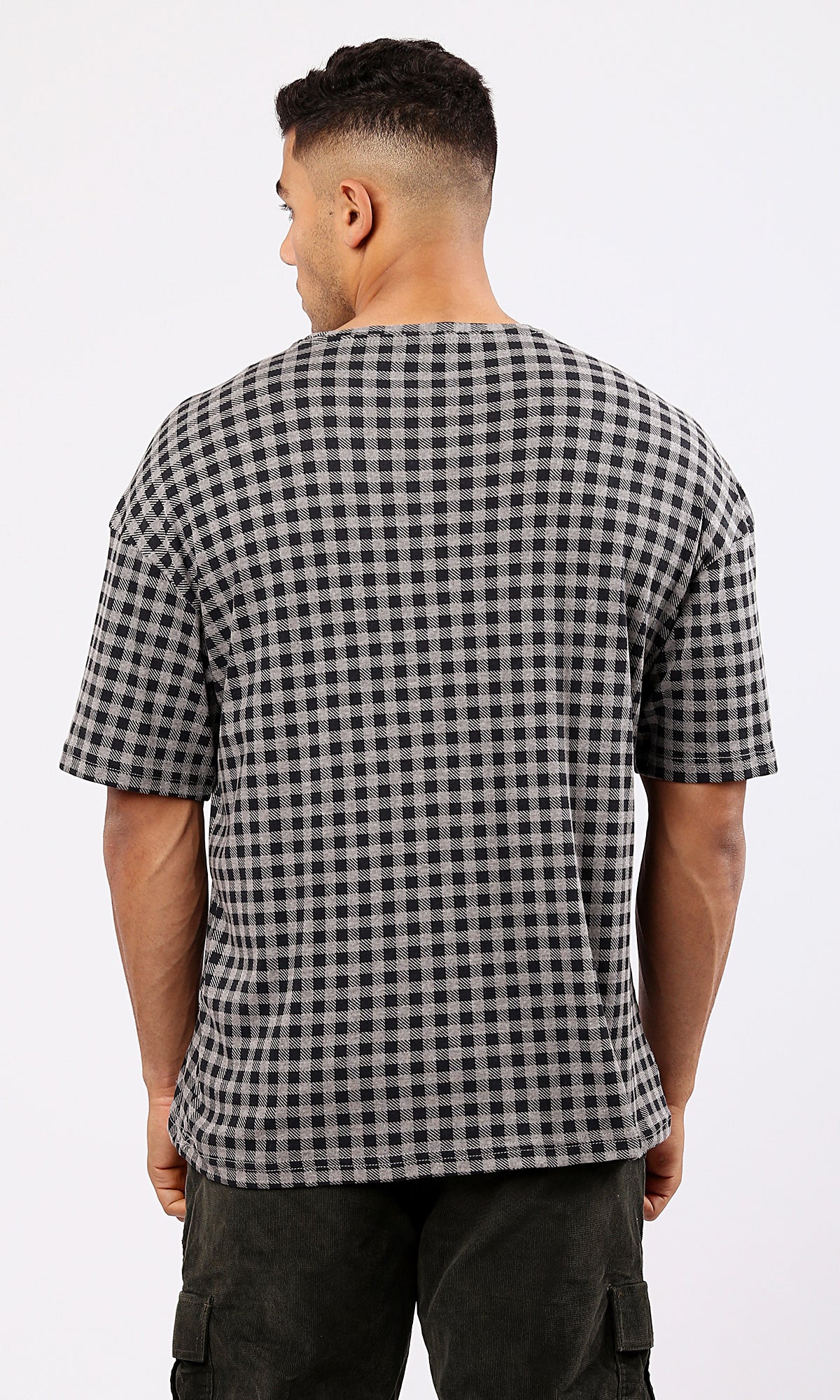 Grey and Black Plaids Relaxed Summer Tee - O182207