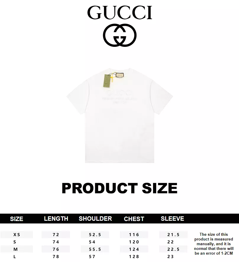 Gucci 23SS New White T-Shirt with Chest Embroidered Logo - Short Sleeve - Size 7.11