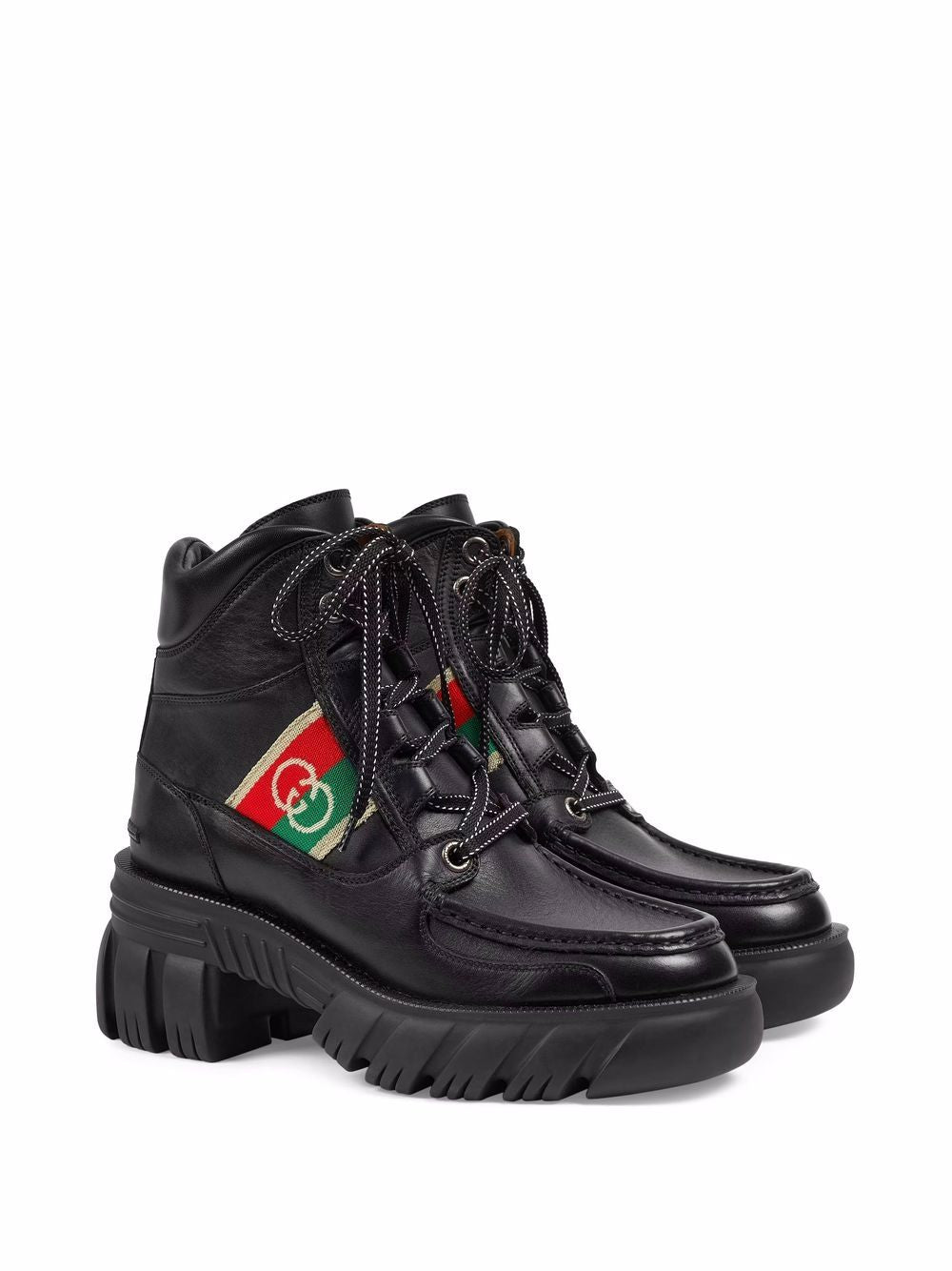 Gucci ankle boots with interlocking G panel.