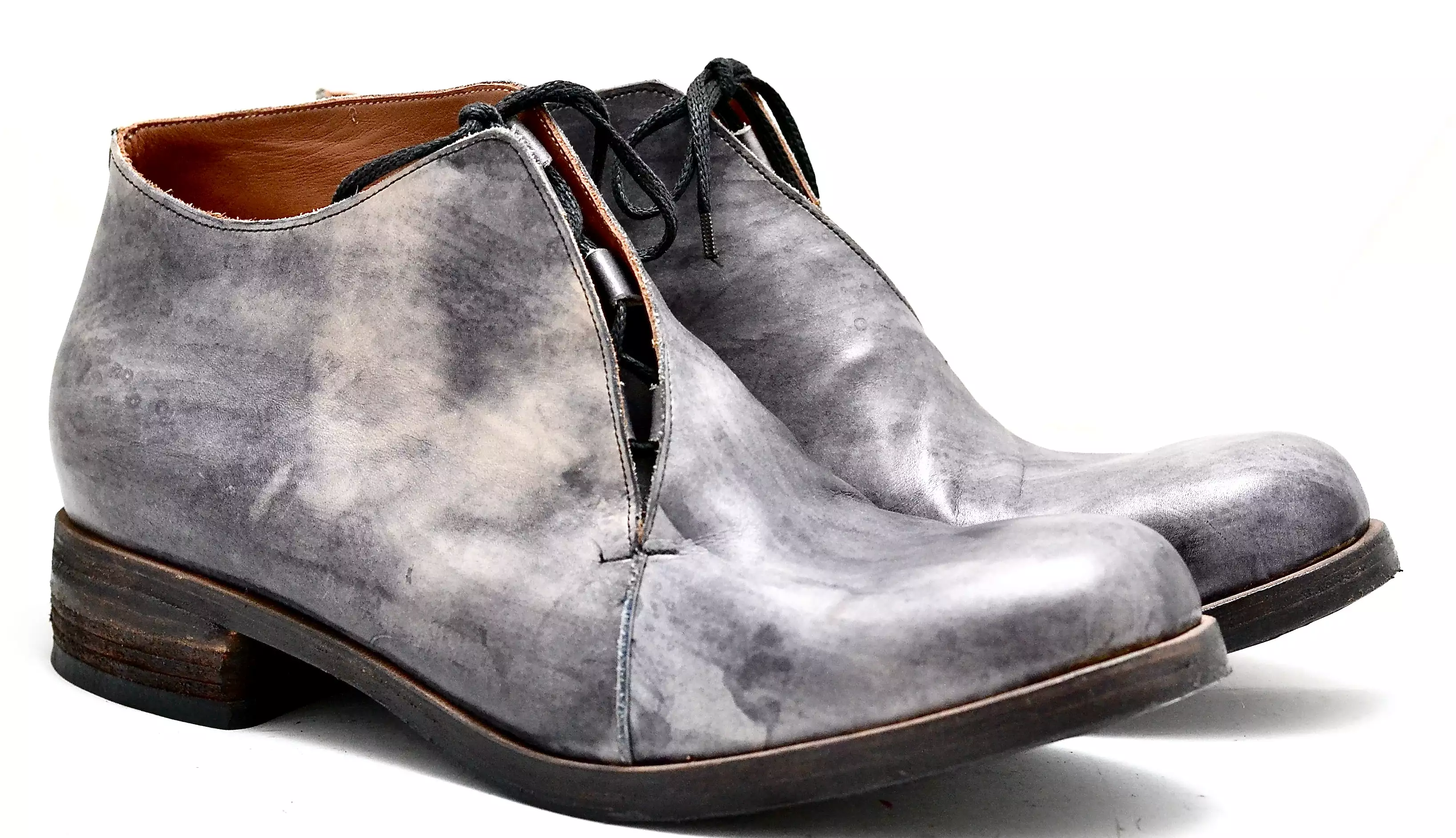 Half boot - grey stain - calf suede.