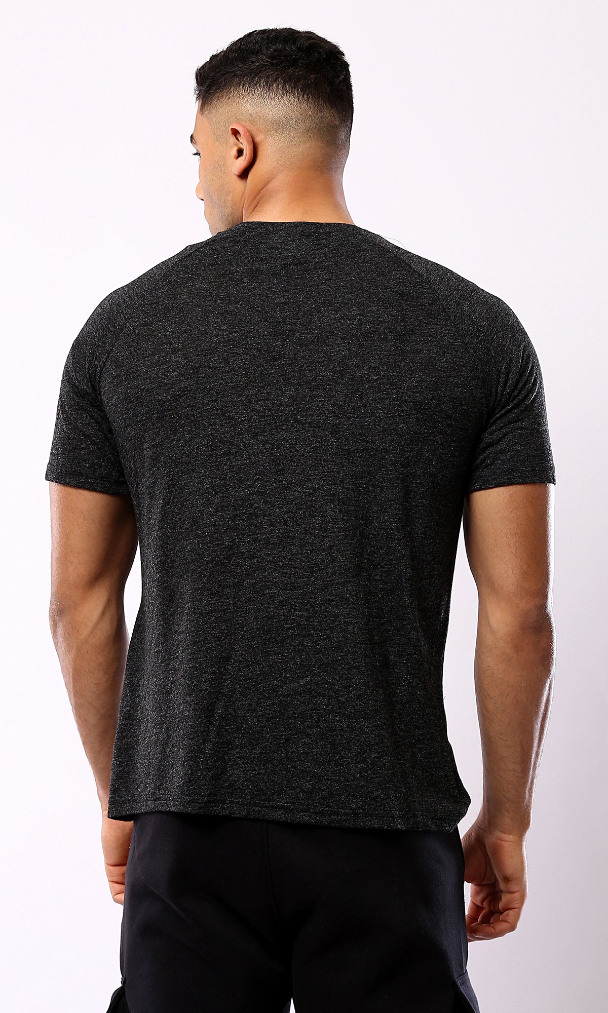 Heather Black Cotton Tee - Lightweight Slip On | O181703