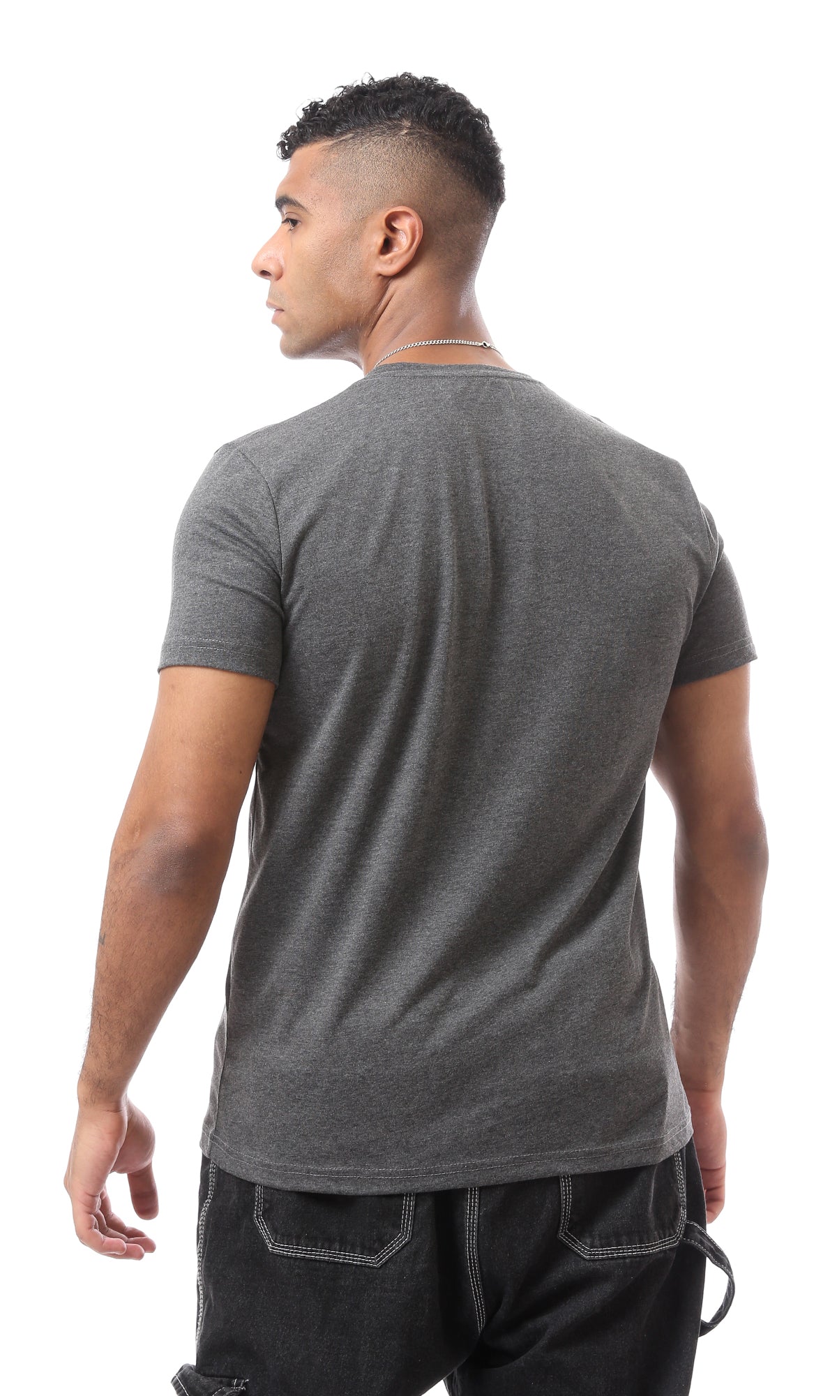 Heather Dark Grey Short Sleeves Cotton T-Shirt | O168085