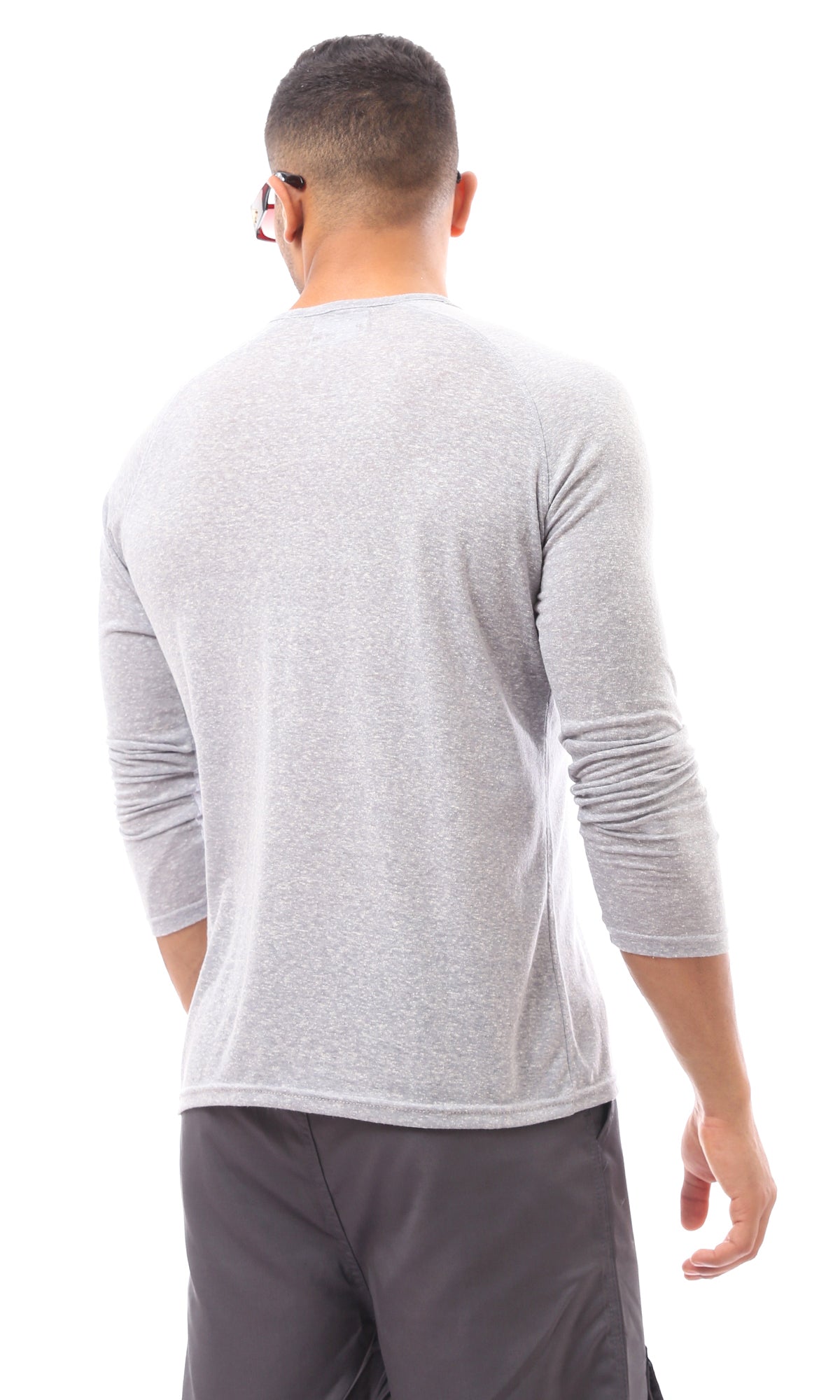 Heather Grey Buttoned Round Neck Henley Shirt