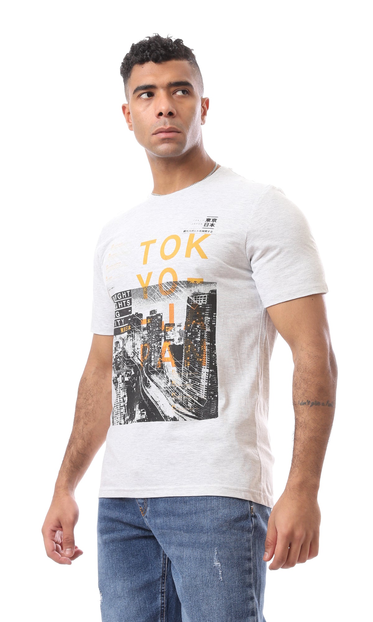 Heather Light Grey Tokyo Japan Photo Print Tee-Shirt