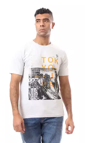 Heather Light Grey Tokyo Japan Photo Print Tee-Shirt