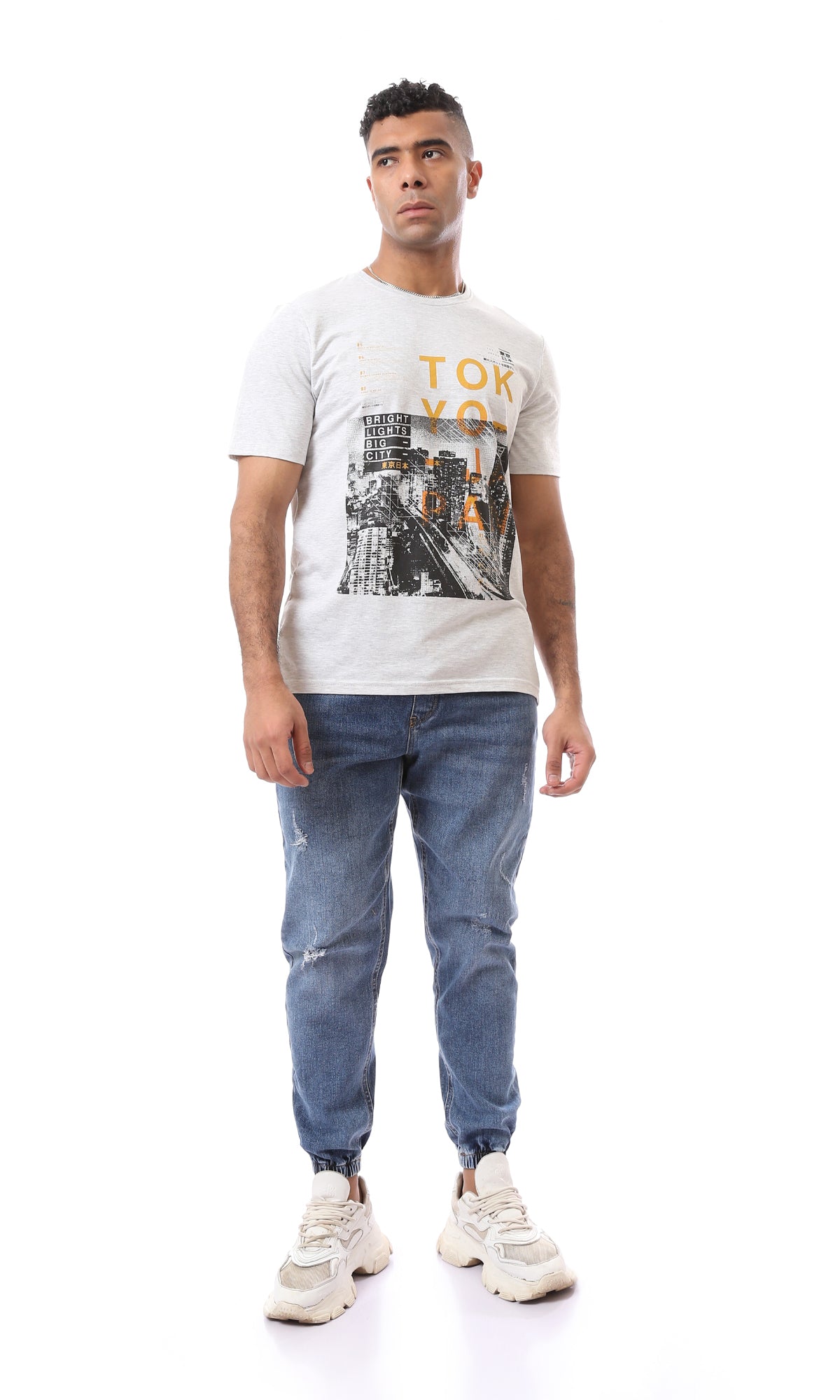 Heather Light Grey Tokyo Japan Photo Print Tee-Shirt