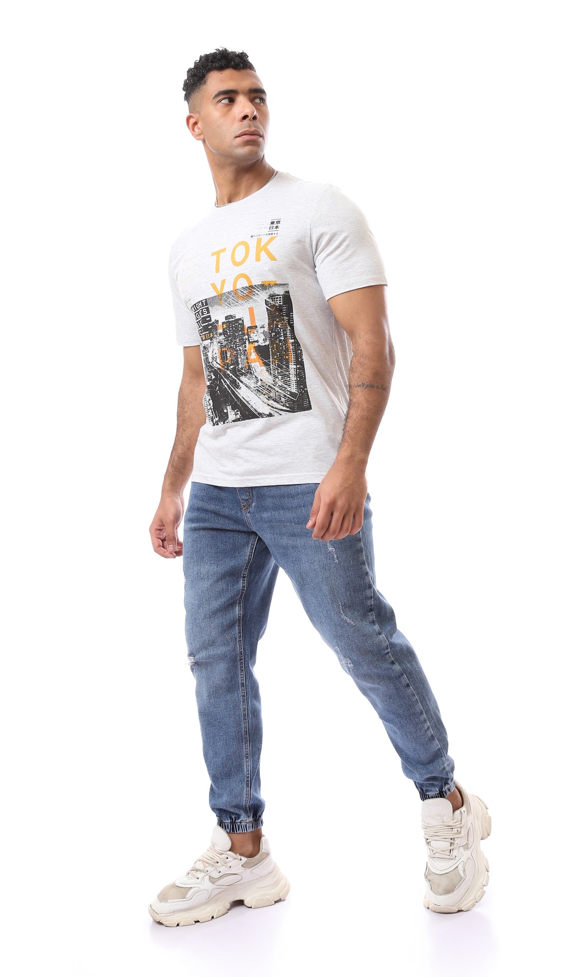 Heather Light Grey Tokyo Japan Photo Print Tee-Shirt