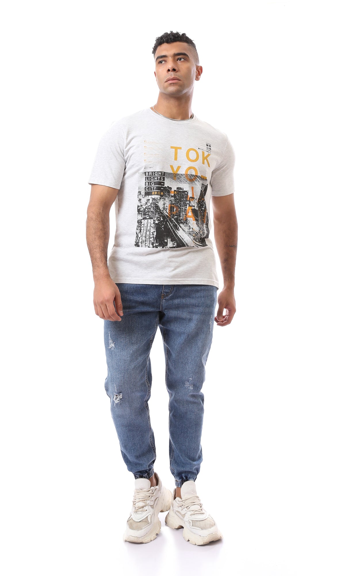 Heather Light Grey Tokyo Japan Photo Print Tee-Shirt