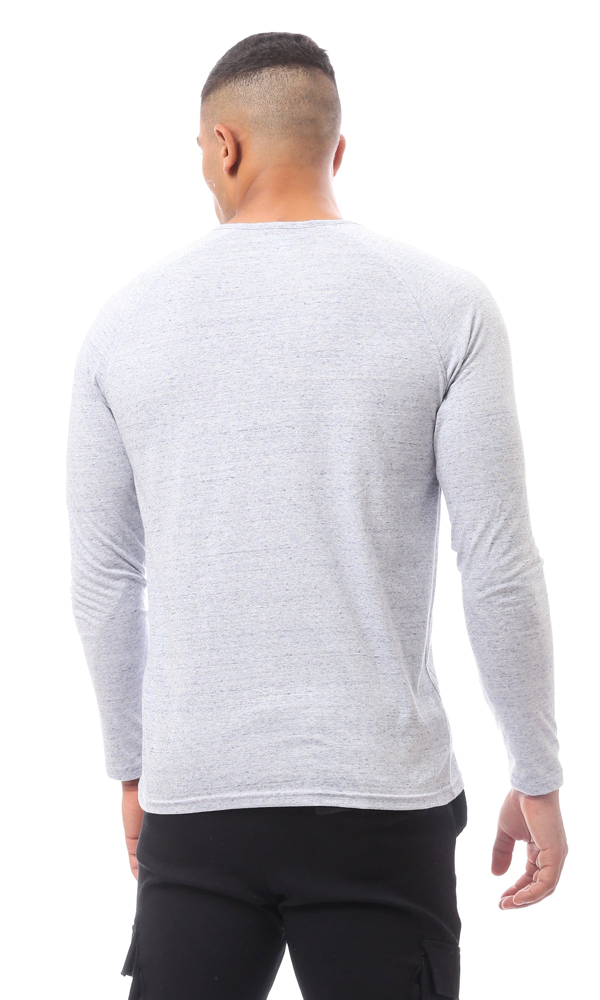 Heather Sky Blue Long Sleeve Tee with Buttons