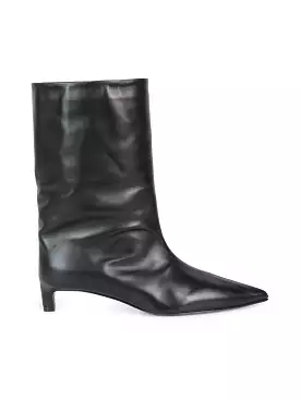 Heeled leather ankle boots