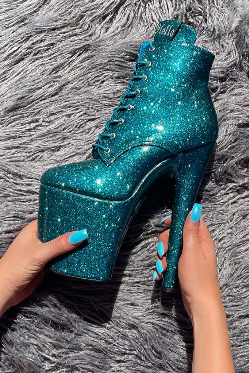 Hella Heels Glitterati 8 Ankle Boots - Ocean Eyes - Google SEO