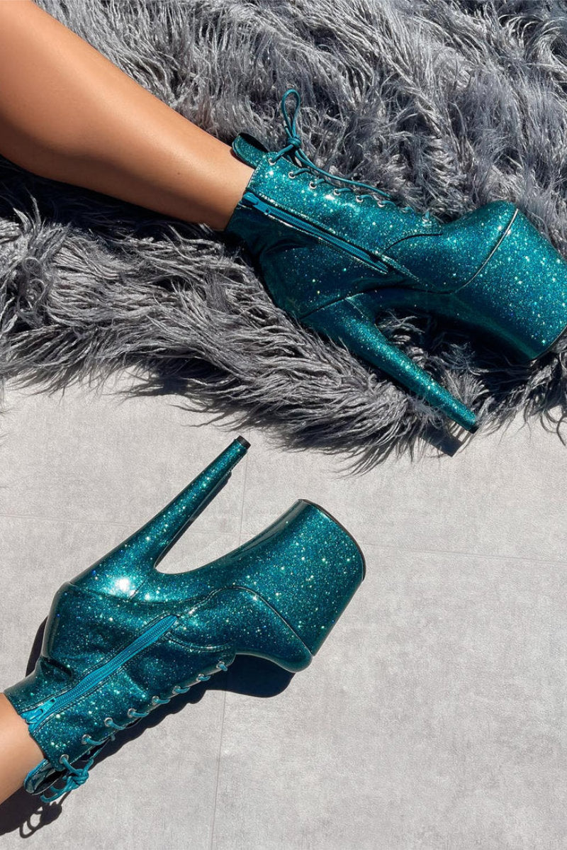 Hella Heels Glitterati 8 Ankle Boots - Ocean Eyes - Google SEO