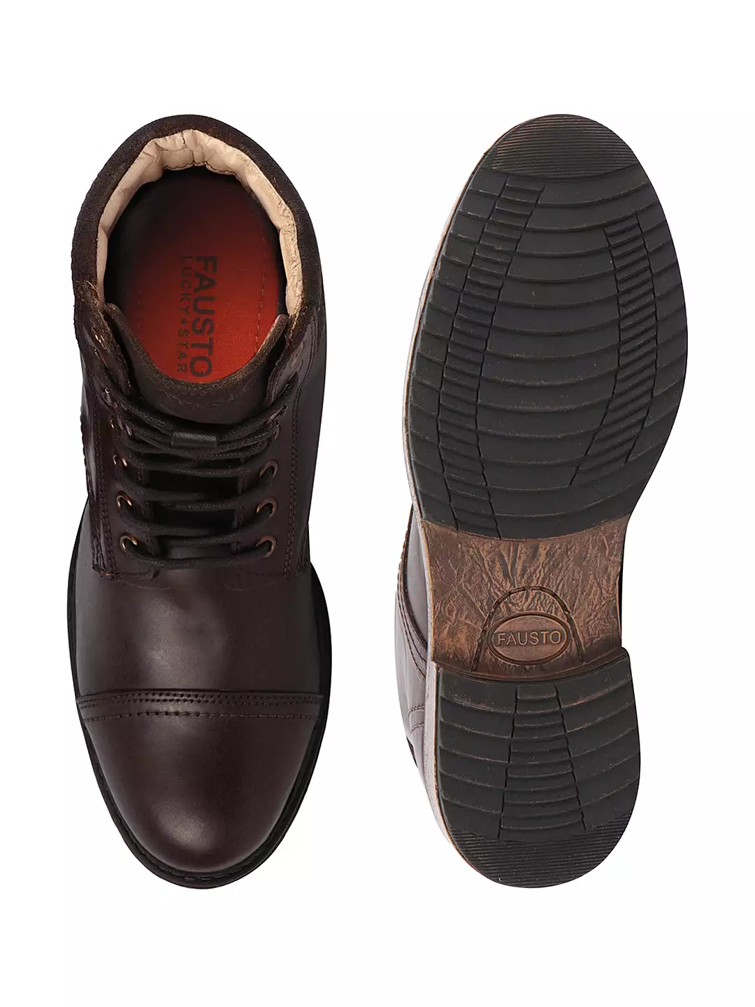 High Ankle Brown Leather Boots with Lace Up Cap Toe and Welted Sole, Perfect for Winter Biker Style