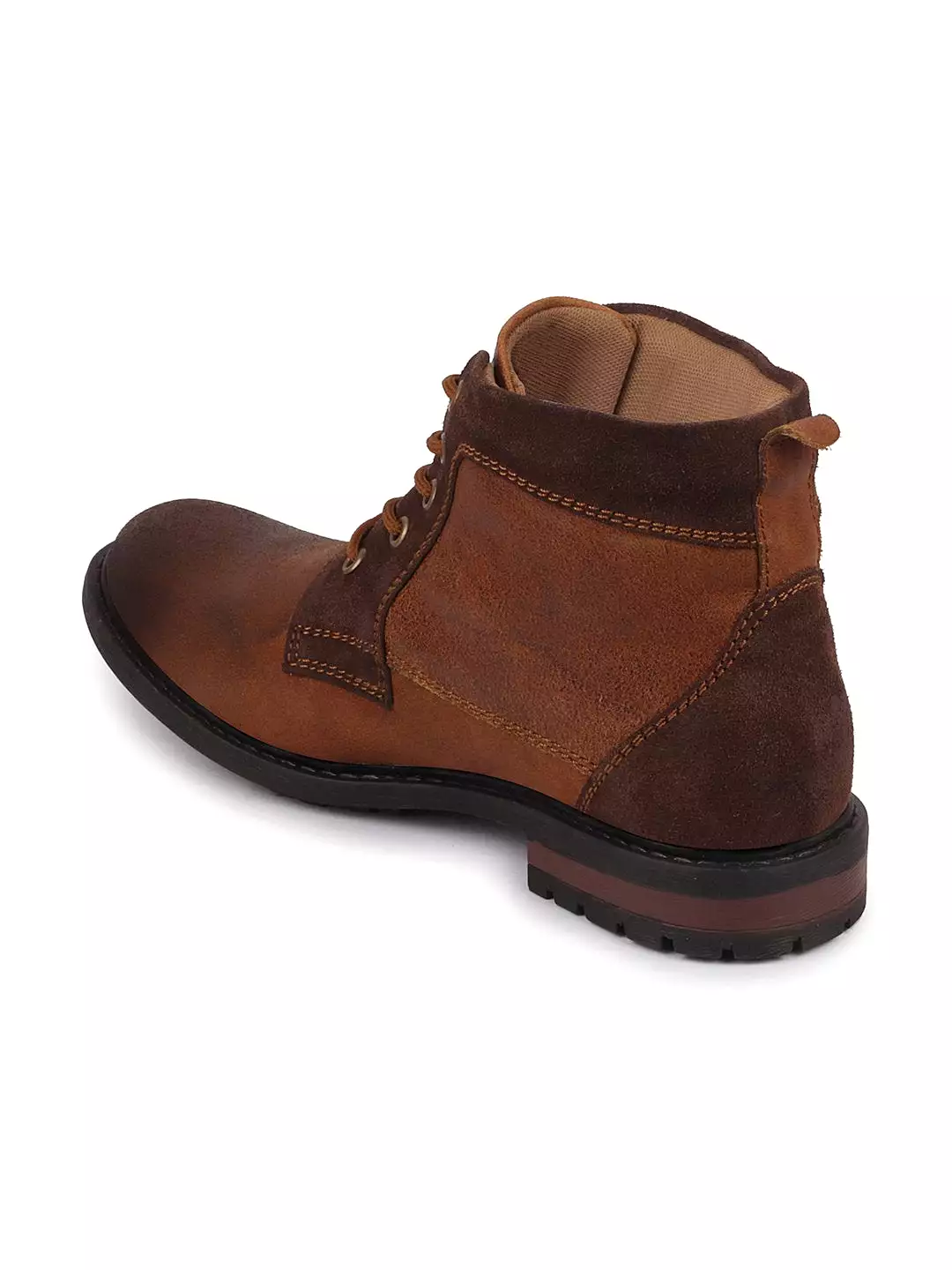 High ankle leather boots, lace-up boots, tan men's boots