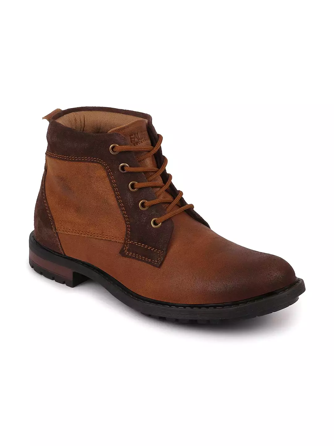 High ankle leather boots, lace-up boots, tan men's boots