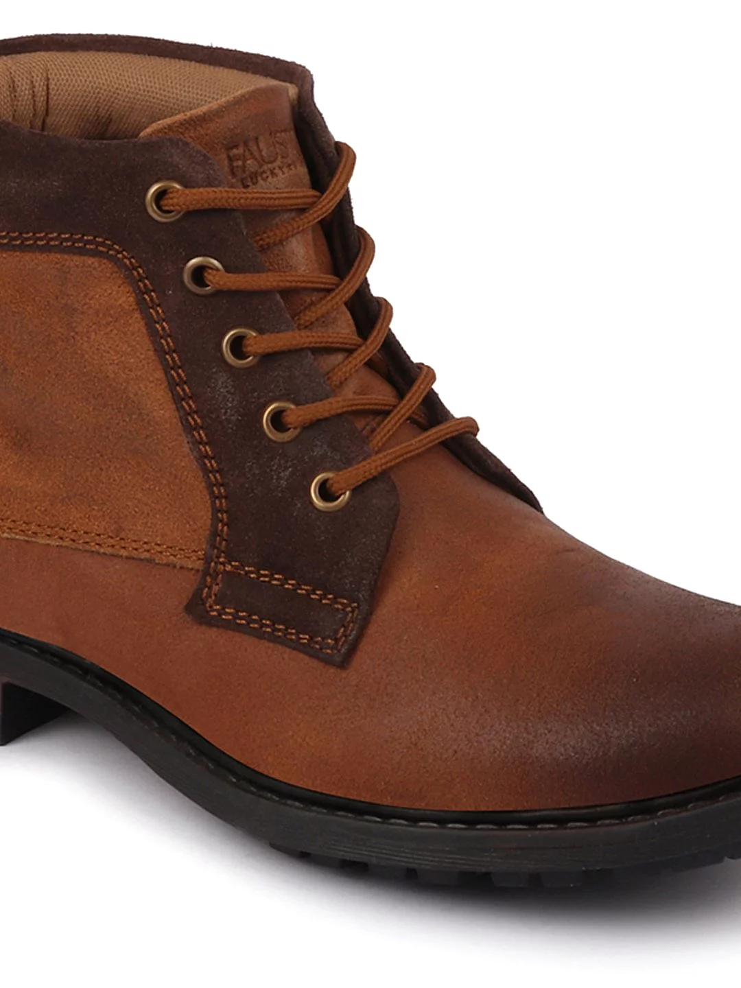 High ankle leather boots, lace-up boots, tan men's boots